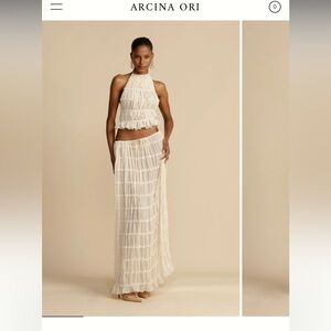 Arcina Ori Backless Cream Ruffled Maxi Dress